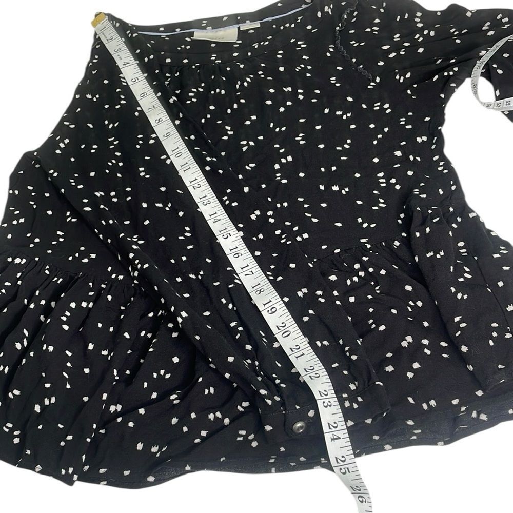 MaeveâAnthropologie Cheyenne Black and White Peplum Blouse Long Sleeve - Picture 7 of 11